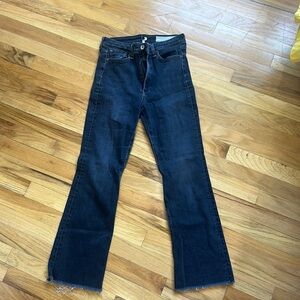 RAG AND BONE Nina High Rise Ankle Flare Distressed black denim jeans size 27